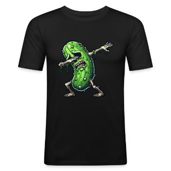 Halloween Saure Gurke Zombie - Männer Slim Fit T-Shirt - Schwarz - Vorne - Nik (191cm)