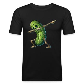 Zombie Cucumber for Halloween - Men's Slim Fit T-Shirt - black - Front - Nik (191cm)