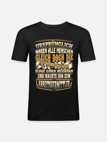 Arbeitsvermittler Evolution - Männer Slim Fit T-Shirt - Schwarz