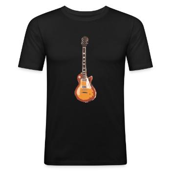 E-Gitarre Gitarristen Les Paul Mann Frau Geschenk - Männer Slim Fit T-Shirt - Schwarz - Vorne - Nik (191cm)