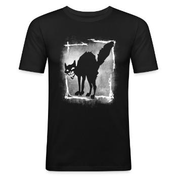 chat noir, matou, chat anarchie, Sab Cat, démo - T-shirt près du corps Homme - noir - Devant - Nik (191cm)