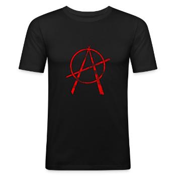 Anarchie A, Anarchy, Punk Shirt - Männer Slim Fit T-Shirt - Schwarz - Vorne - Nik (191cm)