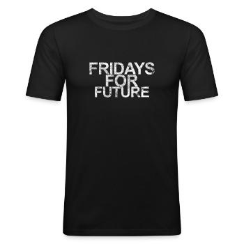 Fridays for Future - Männer Slim Fit T-Shirt - Schwarz - Vorne - Nik (191cm)