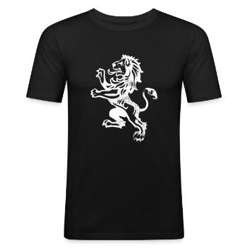 Löwe Wappen - Meißner Löwe I Bayern Löwe Geschenk - Männer Slim Fit T-Shirt - Schwarz - Vorne - Nik (191cm)