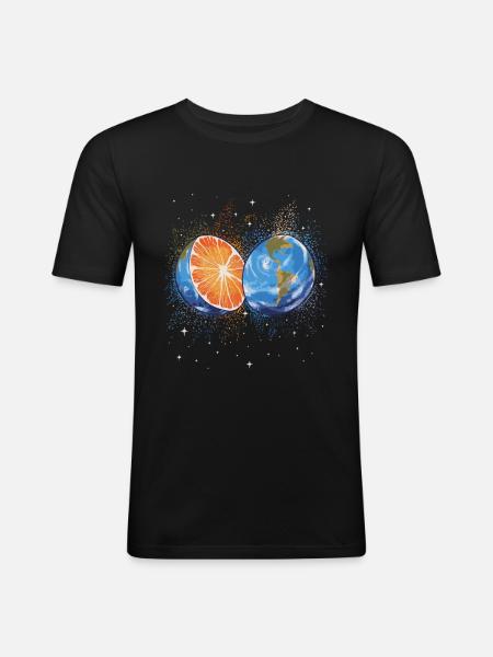 Summer Splashing Orange Earth - Men's Slim Fit T-Shirt - black