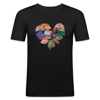 Buchliebhaber-herz Für Buchliebhaber - Männer Slim Fit T-Shirt - Schwarz - Vorne - Nik (191cm)