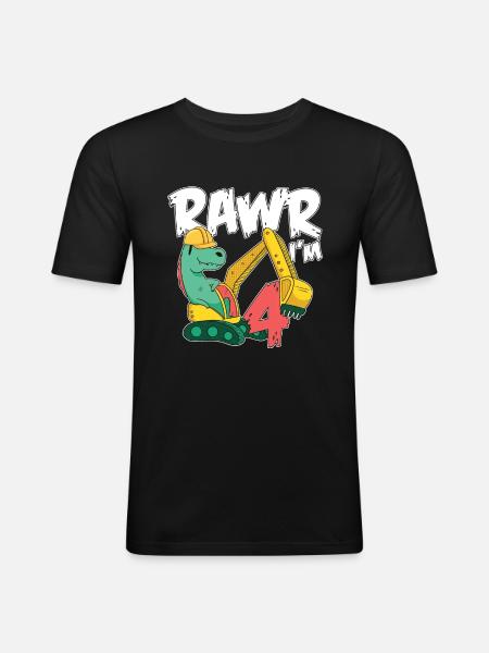 Rawr I'm 4 For Bagger Motto-geburtstagsfeier - Männer Slim Fit T-Shirt - Schwarz