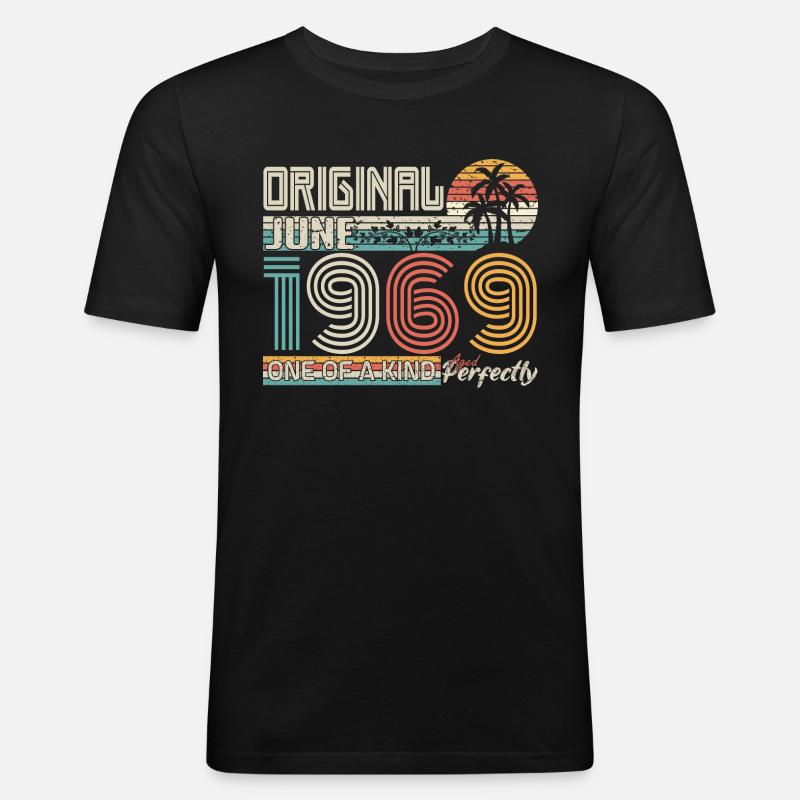 Juni 1969 Juni-Jubiläum Juni 1969 - Männer Slim Fit T-Shirt - Schwarz