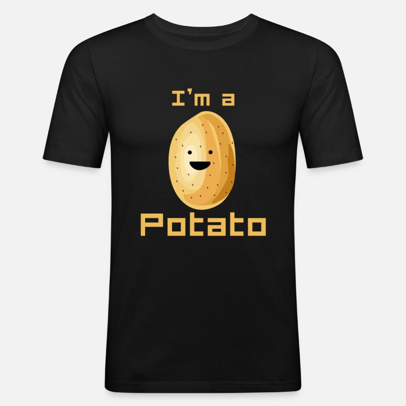 Ich bin eine Kartoffel - Männer Slim Fit T-Shirt - Schwarz