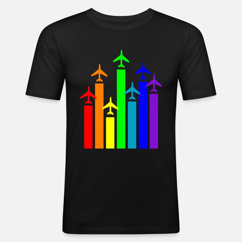 Flugzeug-Pilot Luftfahrt - Männer Slim Fit T-Shirt - Schwarz