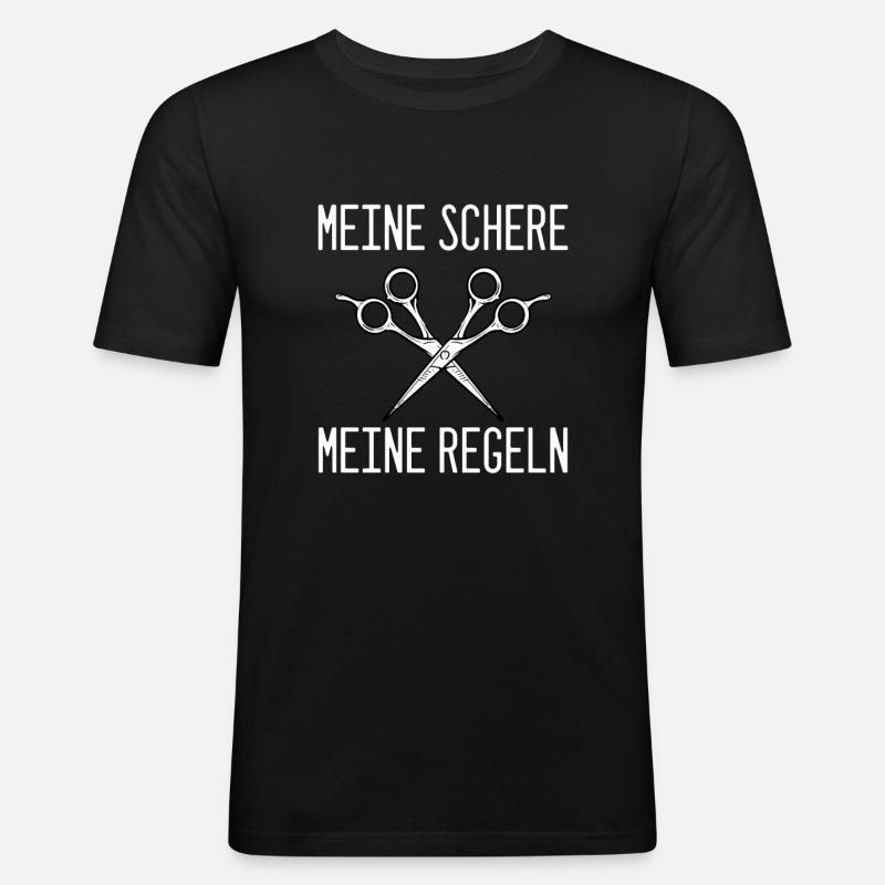 Schere Friseure Friseur - Männer Slim Fit T-Shirt - Schwarz
