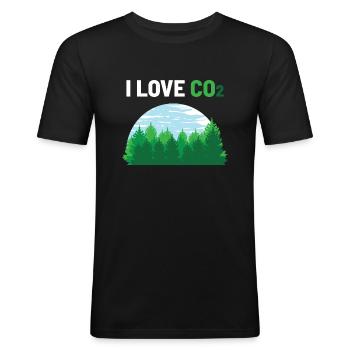 I Love CO2 - T-shirt près du corps Homme - noir - Devant - Nik (191cm)