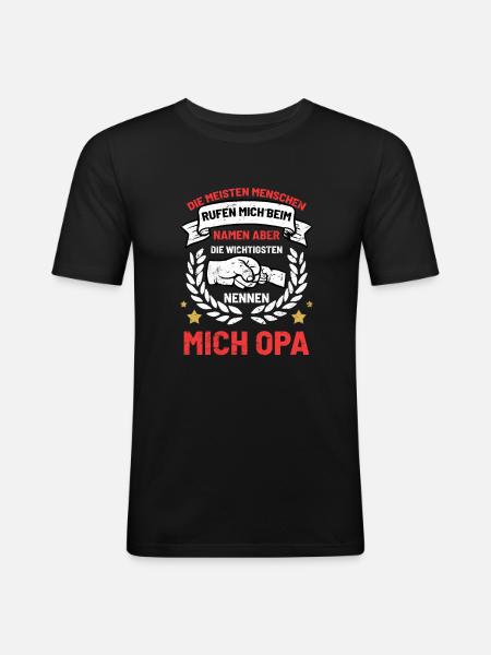 Opa und Enkel - Männer Slim Fit T-Shirt - Schwarz