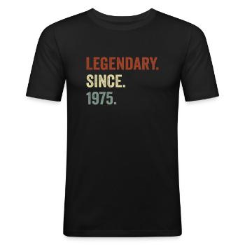Legendarisch sinds 1975 - Mannen slim fit T-shirt - zwart - Voor - Nik (191cm)