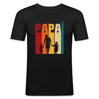 Vater und Tochter - Vater und Sohn, Vater Sohn und Tochter - Männer Slim Fit T-Shirt - Schwarz - Vorne - Nik (191cm)