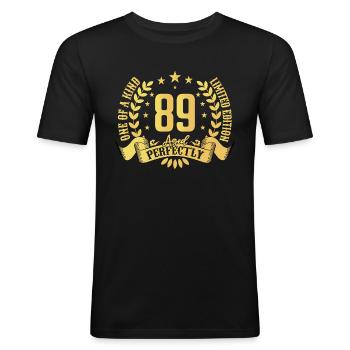 89 Jahre Geburtstagsgeschenk 89 Jahre - Männer Slim Fit T-Shirt - Schwarz - Vorne - Nik (191cm)