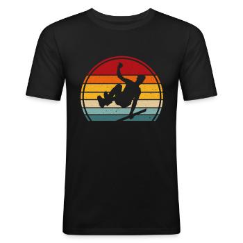 Parkour für Jungen - Männer Slim Fit T-Shirt - Schwarz - Vorne - Nik (191cm)