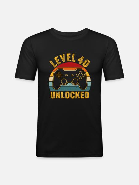 40-årsjubileum - 40 år gamer nivå 40 olåst - Slim Fit T-shirt herr - svart