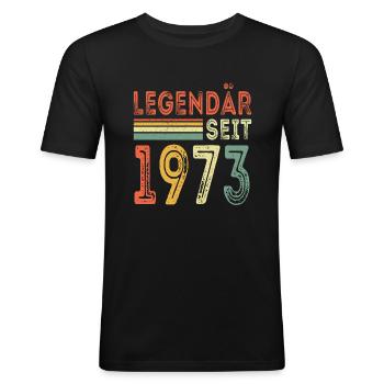 Legendär seit 1973 jahrgang 1973 - Männer Slim Fit T-Shirt - Schwarz - Vorne - Nik (191cm)