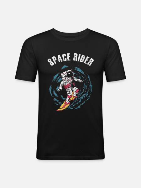 Surfing Astronaut Space Rider - Men's Slim Fit T-Shirt - black