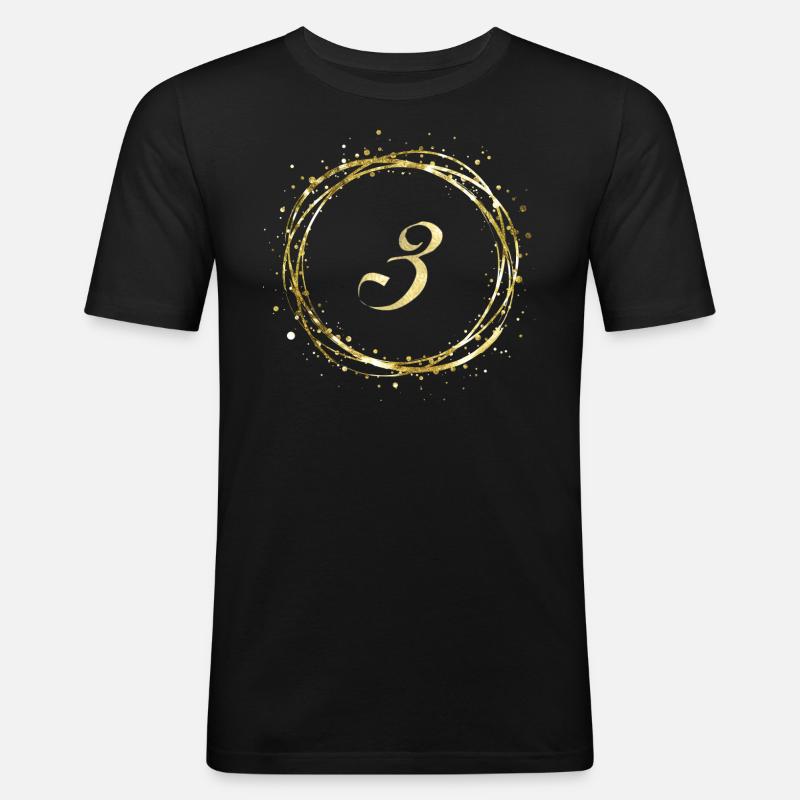 3 - Männer Slim Fit T-Shirt - Schwarz