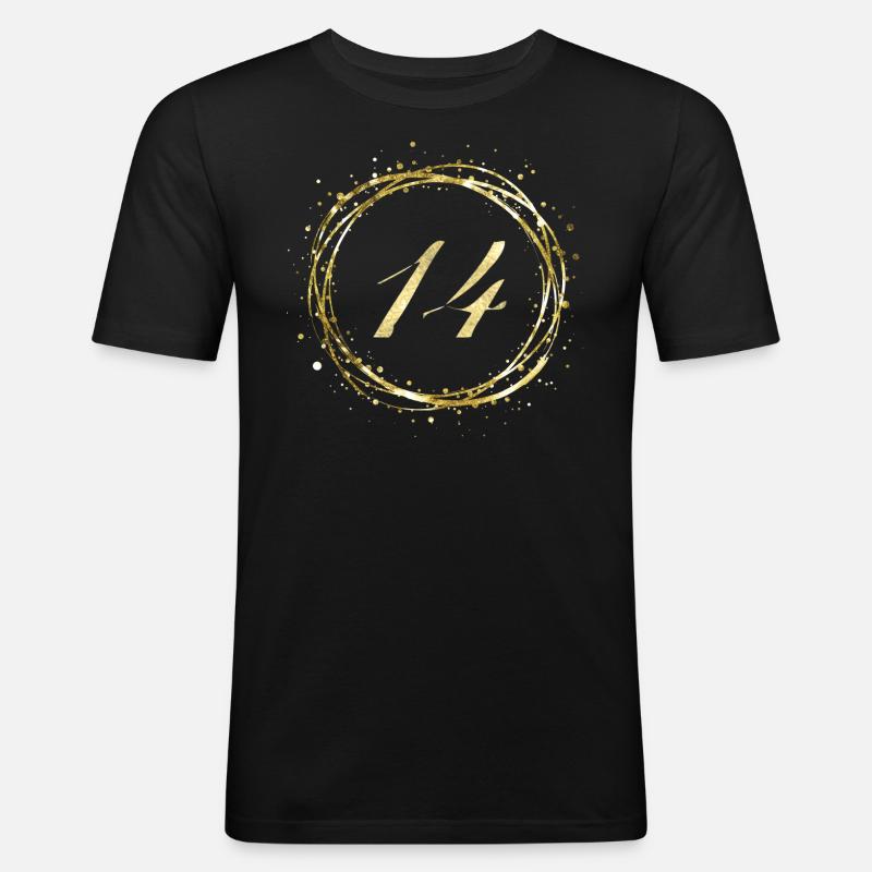 14 - Männer Slim Fit T-Shirt - Schwarz