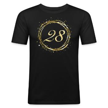 28 - Männer Slim Fit T-Shirt - Schwarz - Vorne - Nik (191cm)