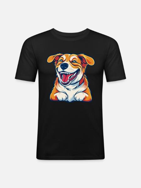 Laughing Dog - Men's Slim Fit T-Shirt - black