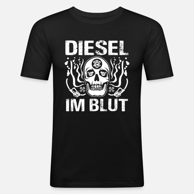 Diesel im Blut - Männer Slim Fit T-Shirt - Schwarz