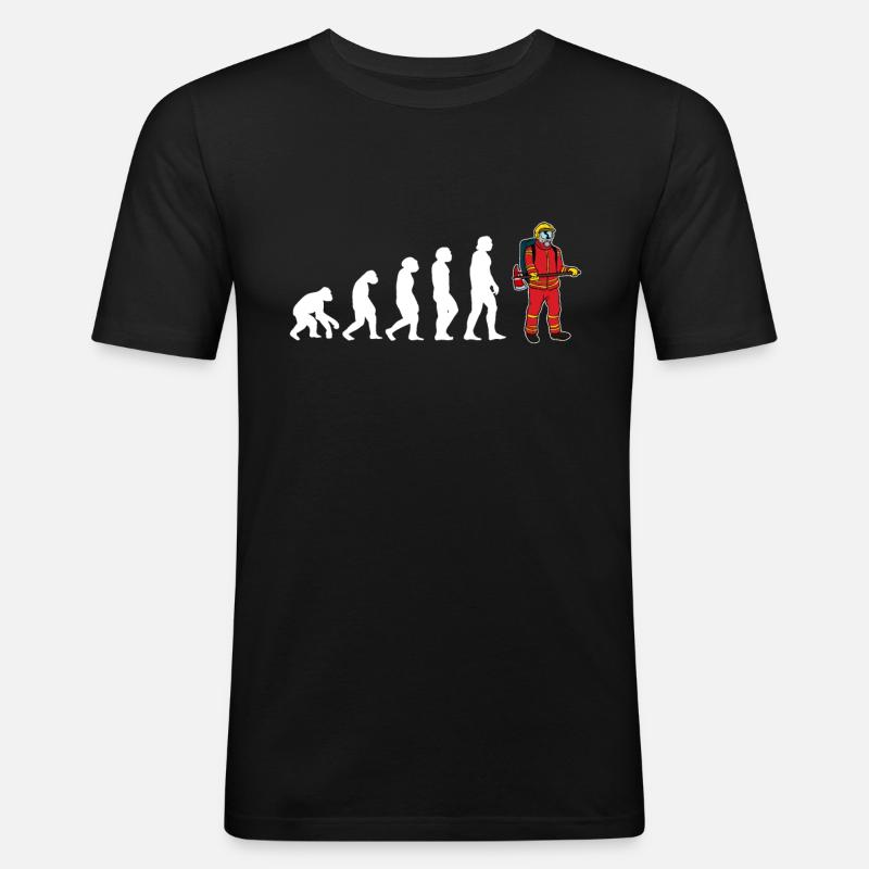 Evolution Feuerwehrmann Feuerwehr - Männer Slim Fit T-Shirt - Schwarz