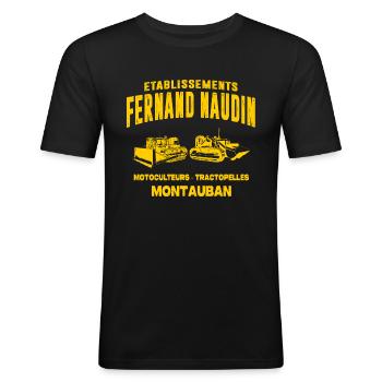 Tontons flingueurs établissements Fernand Naudin - T-shirt près du corps Homme - noir - Devant - Nik (191cm)