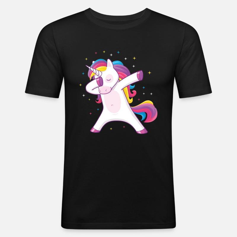 dabbing einhorn - Männer Slim Fit T-Shirt - Schwarz