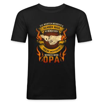 Opa Enkel Shirt Die Wichtigsten nennen mich OPA - Männer Slim Fit T-Shirt - Schwarz - Vorne - Nik (191cm)