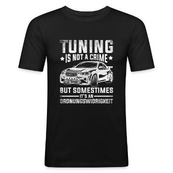 Auto Tuning lustiger Spruch Ordnungswidrigkeit - Männer Slim Fit T-Shirt - Schwarz - Vorne - Nik (191cm)