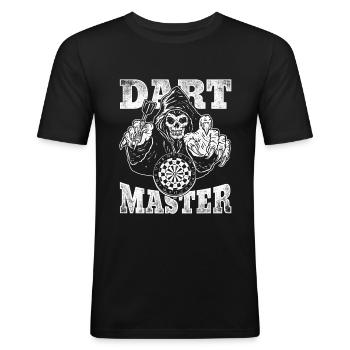 Tournoi de fléchettes Dart Master Skull Darts Player - T-shirt près du corps Homme - noir - Devant - Nik (191cm)