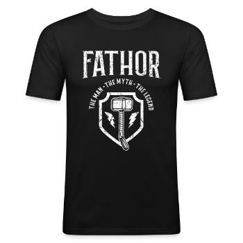 Fathor Vatertagsgeschenk - Männer Slim Fit T-Shirt - Schwarz - Vorne - Nik (191cm)