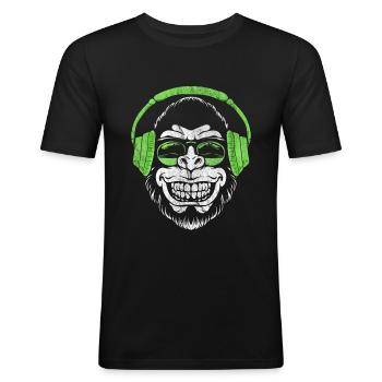 Monkey DJ monkey - Men's Slim Fit T-Shirt - black - Front - Nik (191cm)