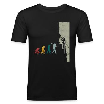 Klettern Bouldern Evolution - Männer Slim Fit T-Shirt - Schwarz - Vorne - Nik (191cm)