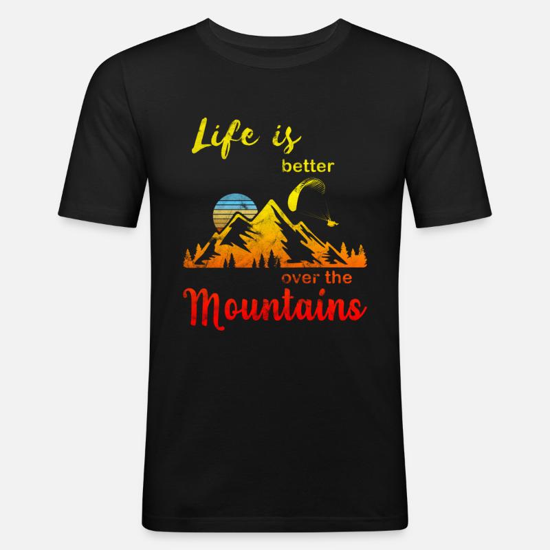 Paragliding Gleitschirm - Männer Slim Fit T-Shirt - Schwarz