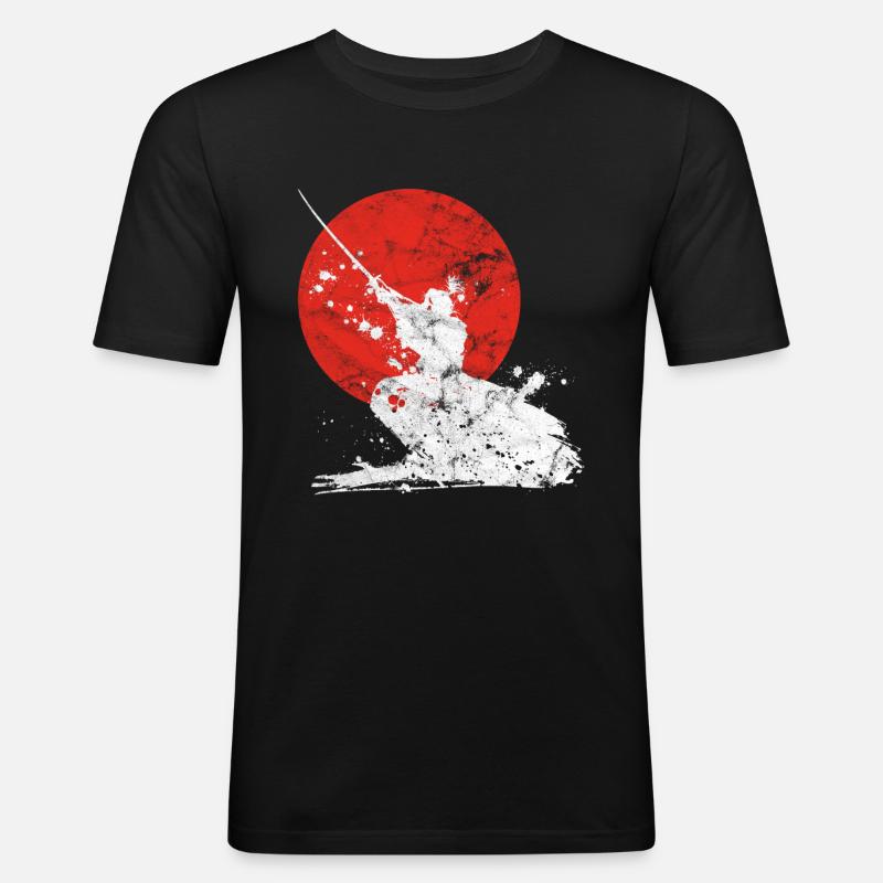 Japanische Samurai Krieger - Männer Slim Fit T-Shirt - Schwarz