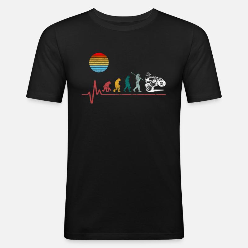 Quad Evolution Herzschlag - Männer Slim Fit T-Shirt - Schwarz