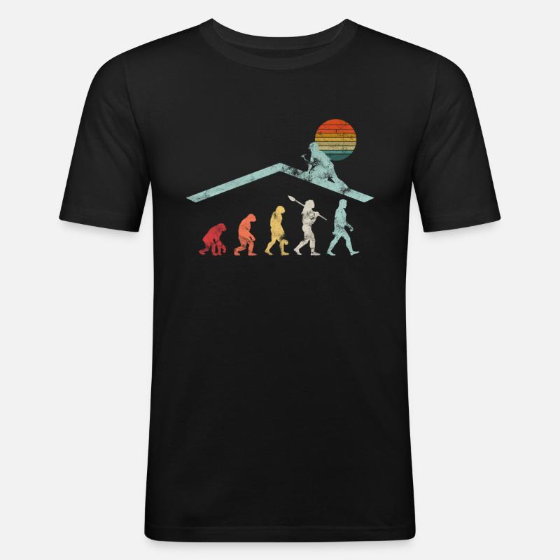 Dachdecker Handwerker Zimmermann Evolution Geschen - Männer Slim Fit T-Shirt - Schwarz