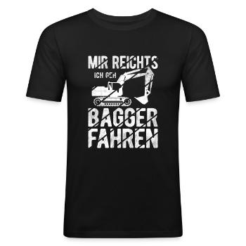 Baggerführer Bagger fahren Männer Baggerfahrer Spr - Männer Slim Fit T-Shirt - Schwarz - Vorne - Nik (191cm)