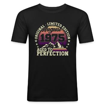 Original Août 1975 47th Birthday Fun Gift - T-shirt près du corps Homme - noir - Devant - Nik (191cm)
