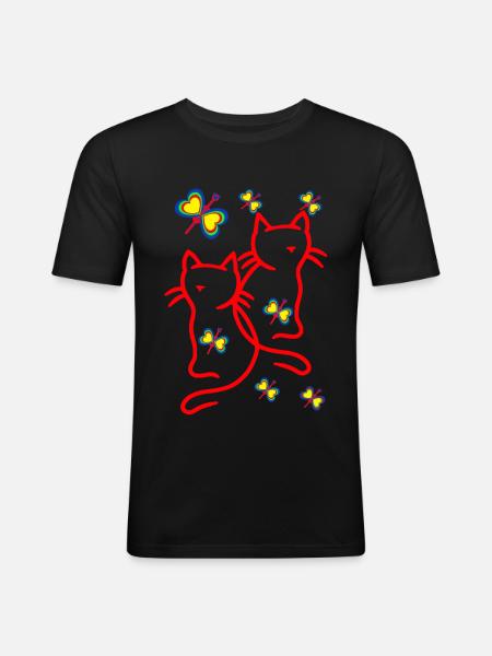 80s 90s Cats Kids Child - Men's Slim Fit T-Shirt - black