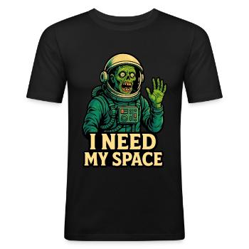 Zombie Astronaut - I Need My Space - Männer Slim Fit T-Shirt - Schwarz - Vorne - Nik (191cm)