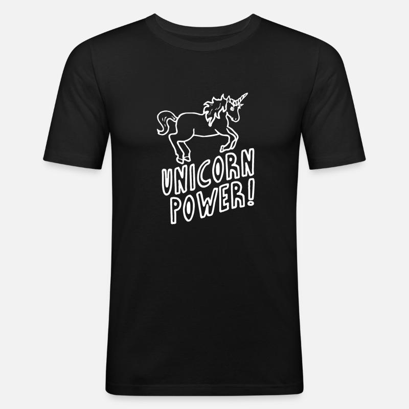 Unicorn - Power - Männer Slim Fit T-Shirt - Schwarz