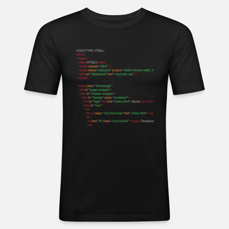 HTML5 - Männer Slim Fit T-Shirt - Schwarz