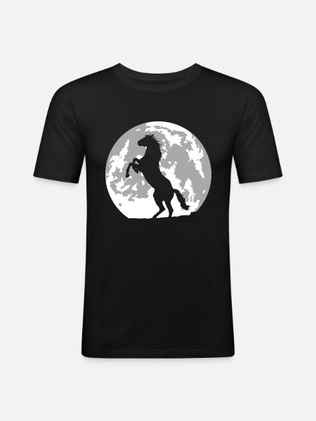 cheval lune - T-shirt près du corps Homme - noir