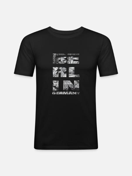 BERLIN Graffiti - Männer Slim Fit T-Shirt - Schwarz